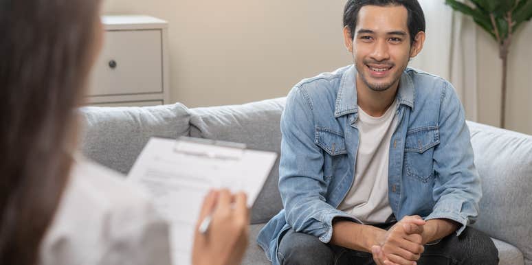 man doing the once taboo thing, going to therapy