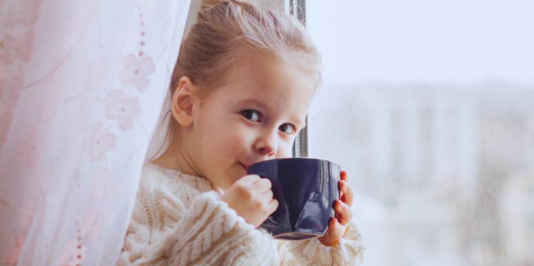 little girl sipping on coffee