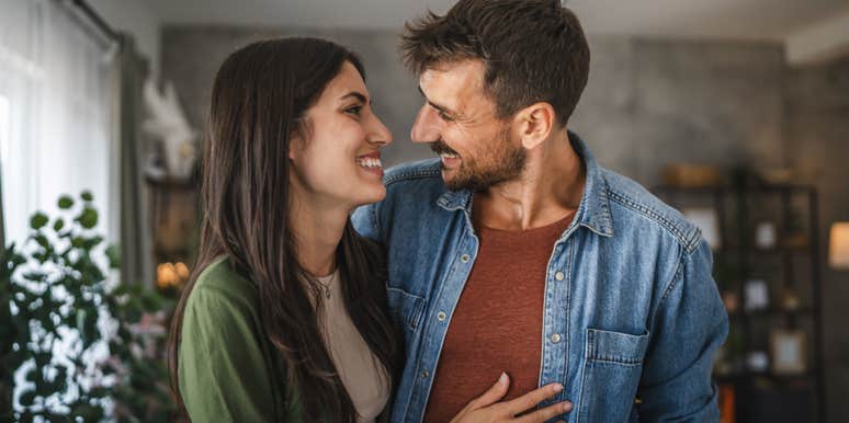 happy smiling couple with soulmate-level body language