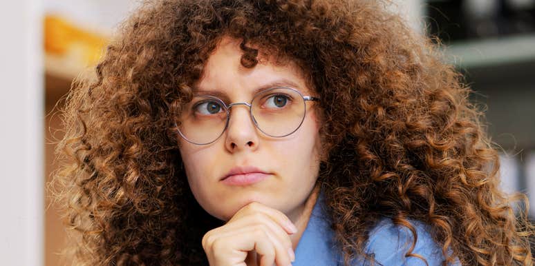 Woman who is totally done with her job. 
