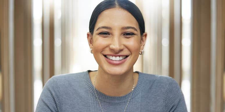 happy content woman not complaining about anything in life