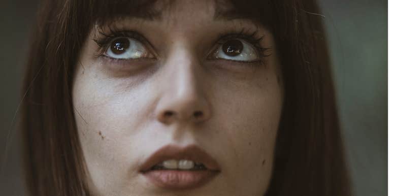 Woman's soul begs her to slow down.