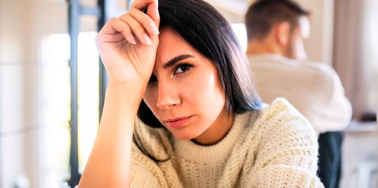 Woman asking herself questions before ending her marriage. 