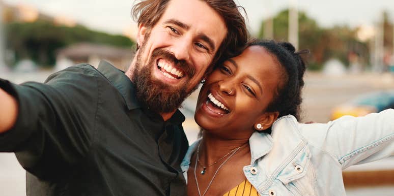 Woman with the happiest husband. 
