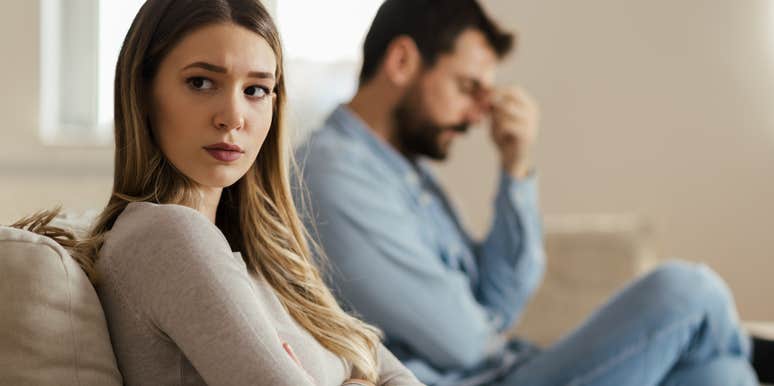 woman who has fallen out of love with her husband turned away from him