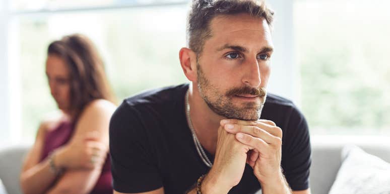 man feeling lonely in his marriage turned away from wife