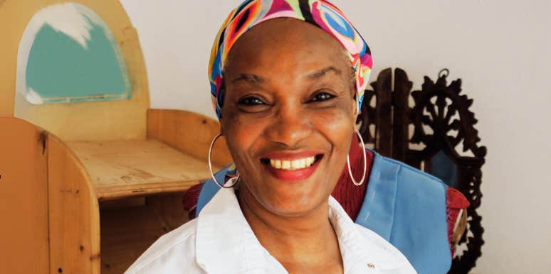Person who still looks vibrant in her sixties. 