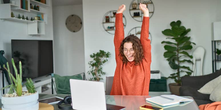 excited employee who just got a job offer email