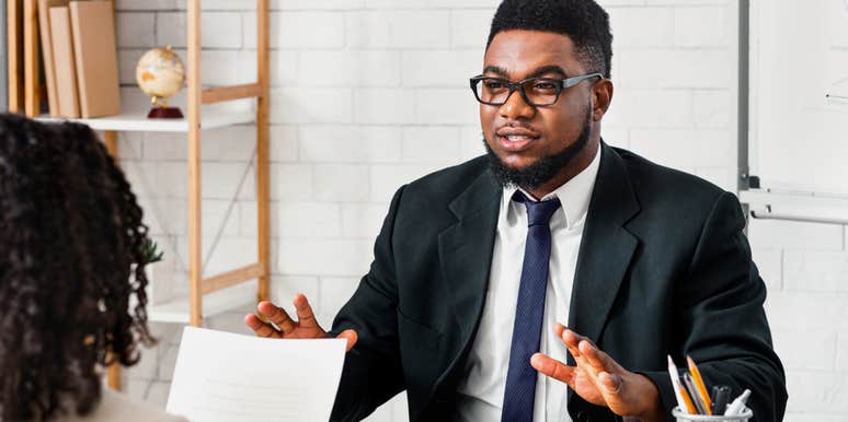 man in job interview