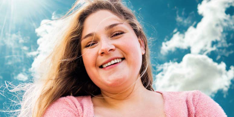 Woman who is happy with her body and life. 