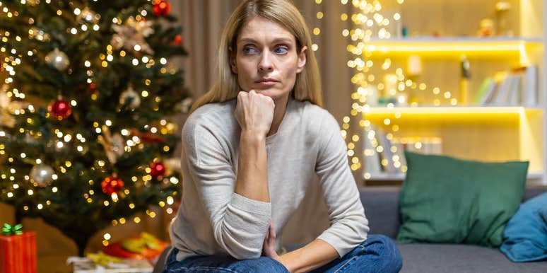broke woman stressed about affording christmas gifts