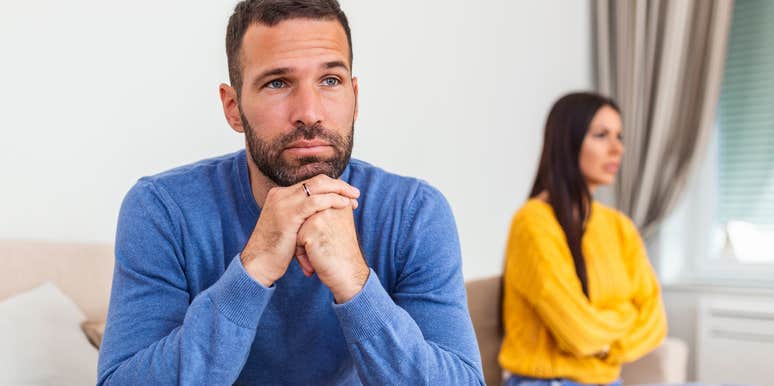 man ashamed of his marriage avoiding his wife