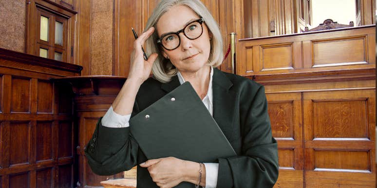 Karen in a courtroom