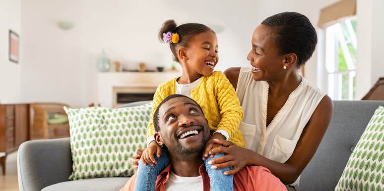 happy parents with one child