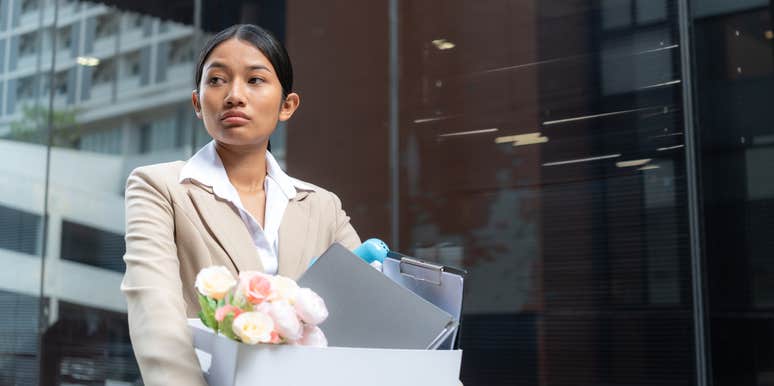 woman leaving job after being laid off