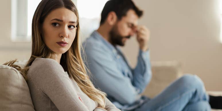 wife avoiding intimacy with her husband turned away ignoring him
