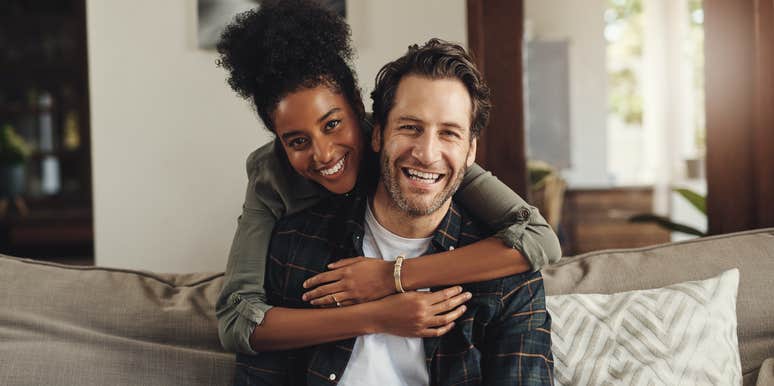 happy couple at home