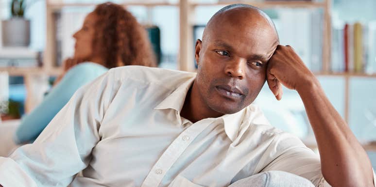 unhappy husband turned away from wife and marriage