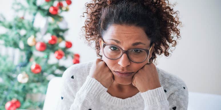 sad woman struggling during holiday season