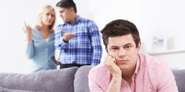 parents fighting over grown son