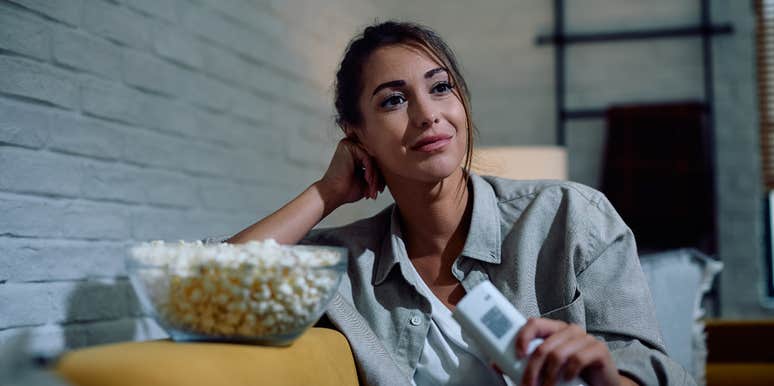woman watching a movie