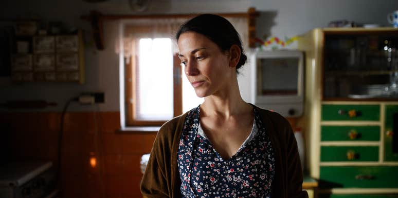 tired hardworking mom in home