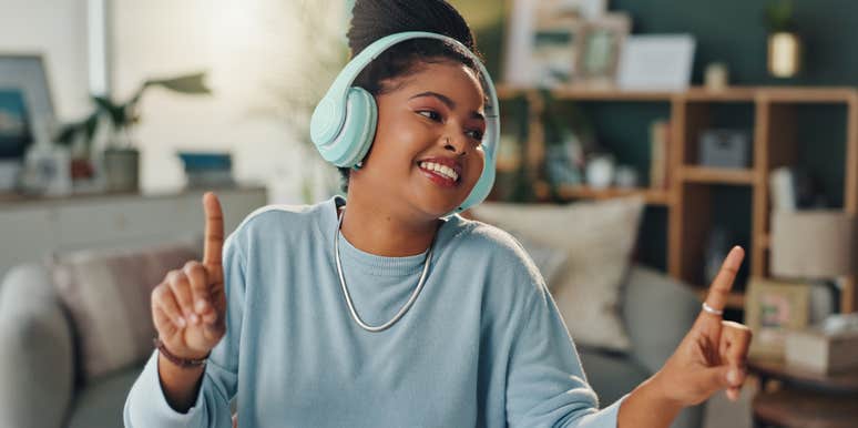 woman listening to music