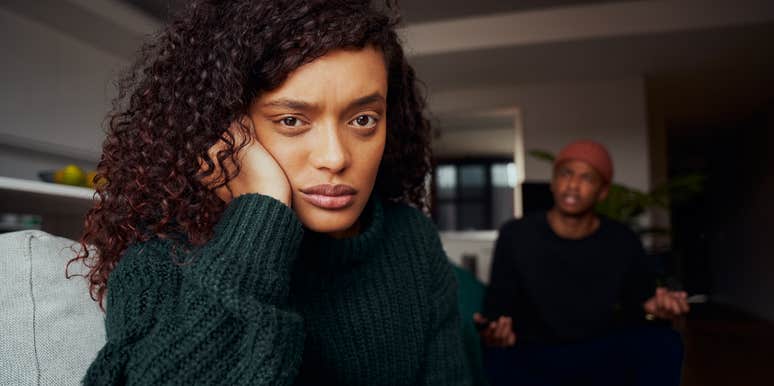 sad wife staying quiet during argument with husband