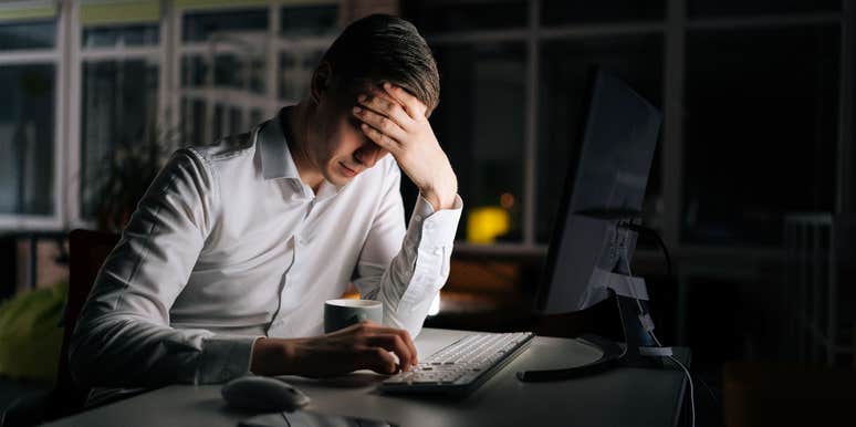 employee working after hours to answer messages