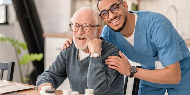 caregiver and his elderly client