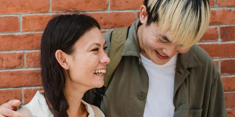 Intelligent couple stays close.