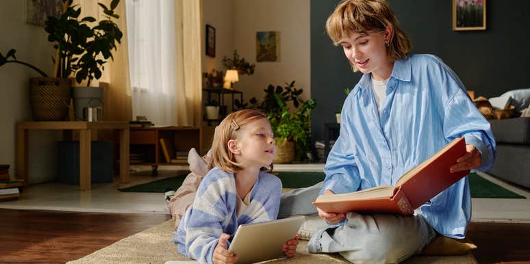 single mom teaching daughter life skills