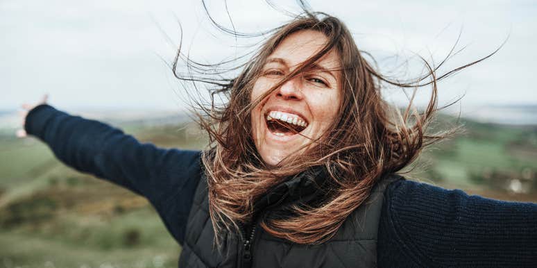 woman who is happy because she is lucky