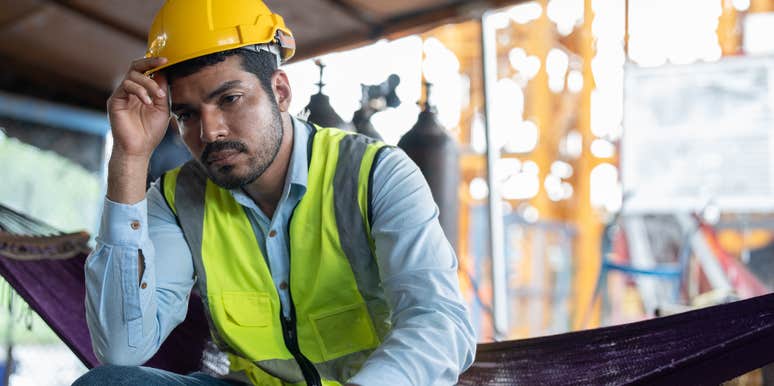 frustrated worker who has given up on his income ever matching the cost of living