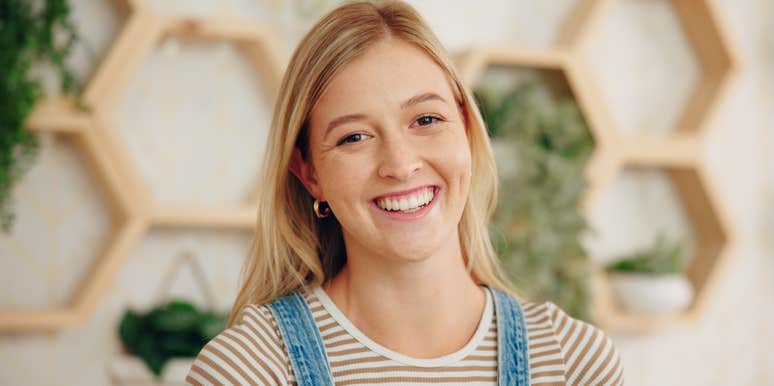 smiling woman looking at camera