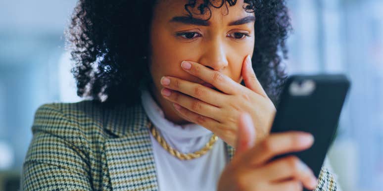 woman getting scammed by a typo in an email