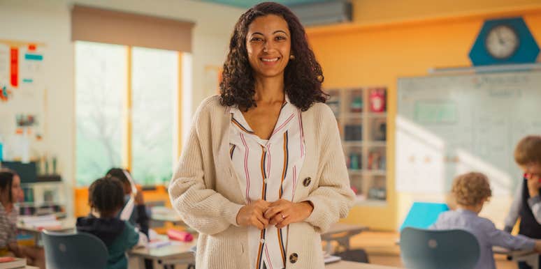 elementary school teacher in classroom