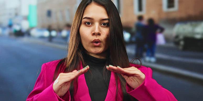 Woman who says commonly misused phrases on the street