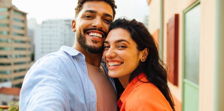 couple holding each other smiling they found the right person