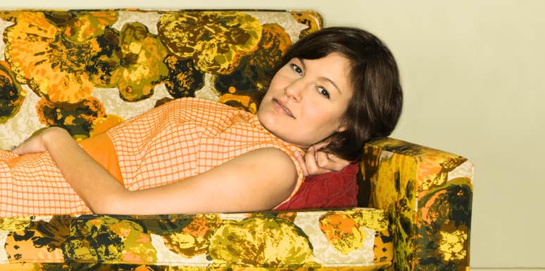 Vintage photo of woman in nineteen sixties.