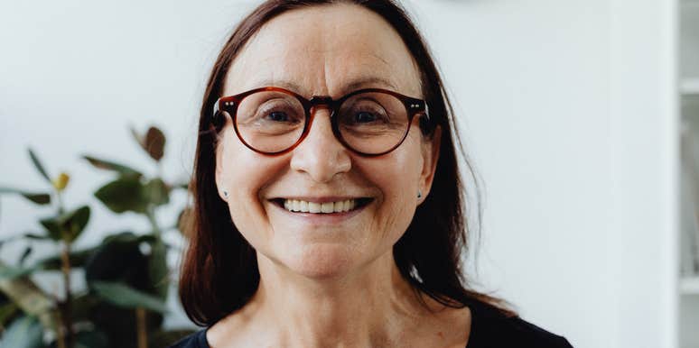 Happy woman stopped using phrases.