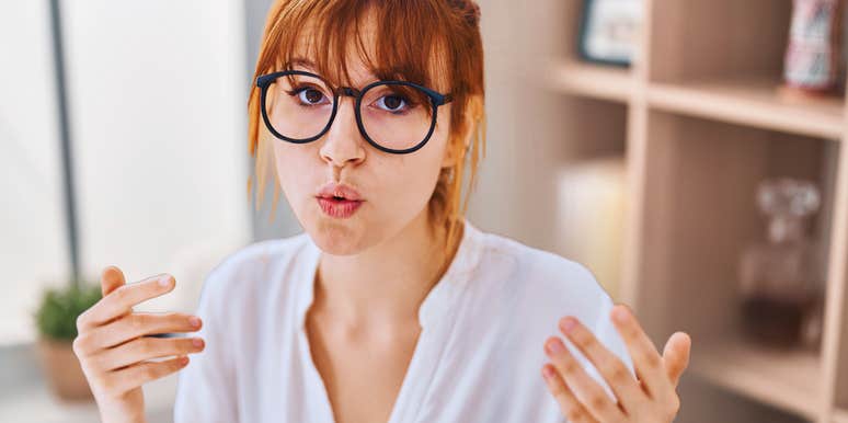 High IQ woman talking in an office trying to change minds and win arguments