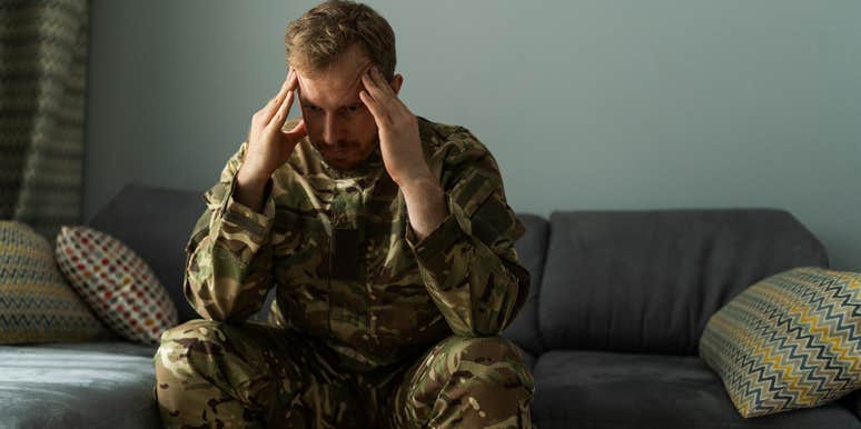 angry boyfriend in his military uniform