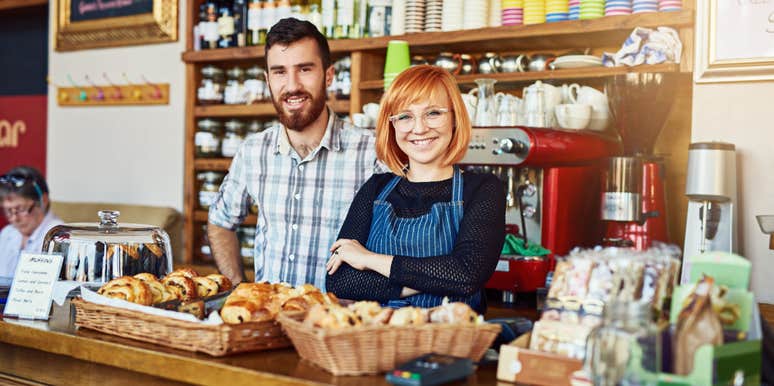 bakery owners standing behind counter