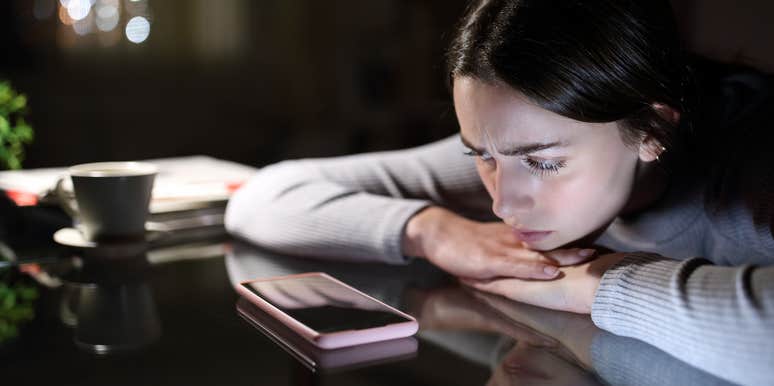 not everyone wants to be on social media distressed girl puts the phone down