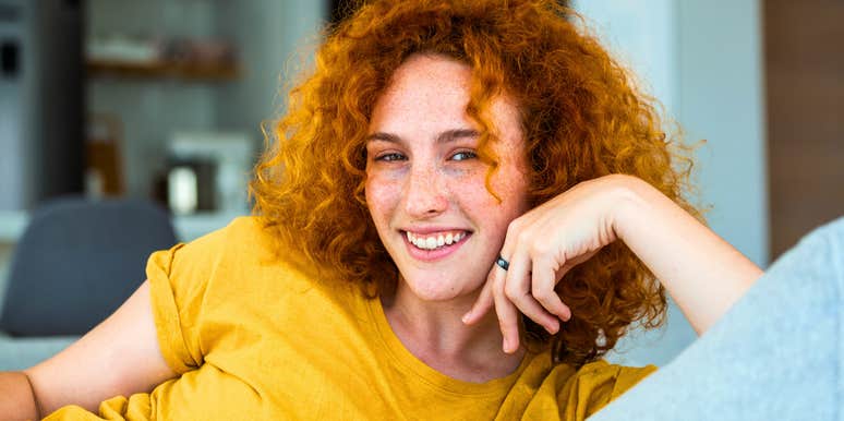 happy grateful woman who had a good upbringing