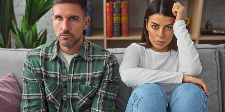 serious and distant couple heading into a silent divorce