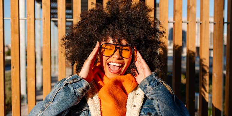 extroverted woman smiling