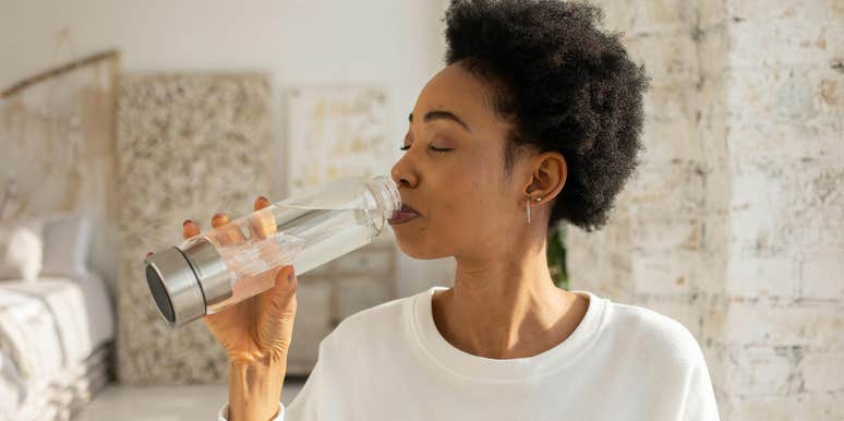 woman asks house cleaner discount used sink fill water bottle