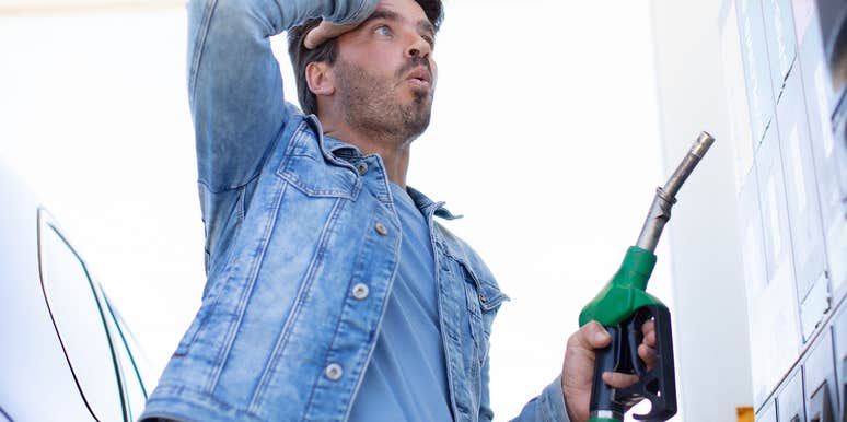 man shocked by gas prices